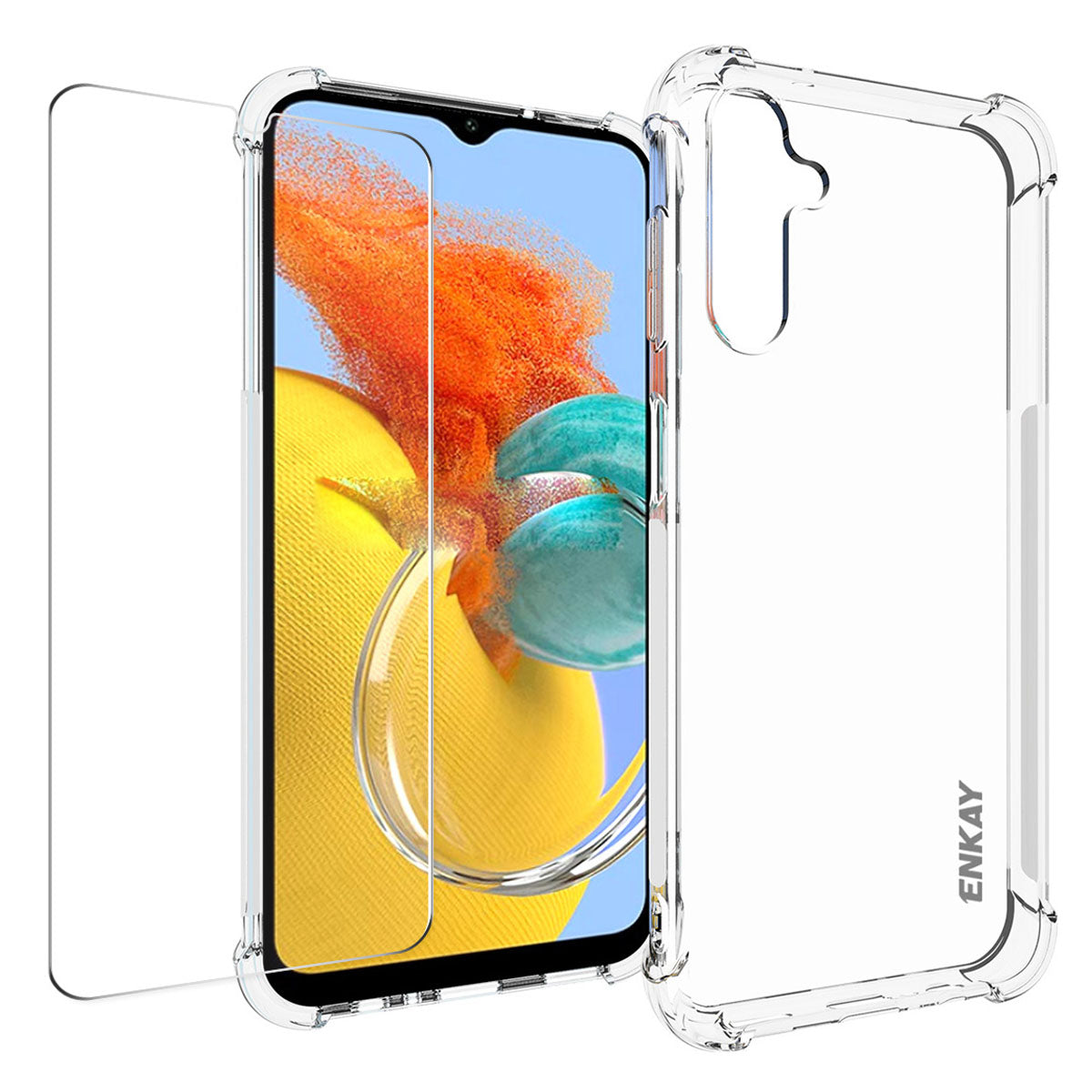 ENKAY HAT PRINCE For Samsung Galaxy M14 5G Phone TPU Case Crystal Clear Cover with High Aluminium-silicon Glass Screen Film ENKAY HAT PRINCE For Samsung Galaxy M14 5G Phone TPU Case Crystal Clear Cover with High Aluminium-silicon Glass Screen Film
